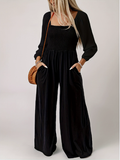 Dokotoo Women's Casual Loose OverallsJumpsuits One Piece Long Sleeve Wide LegLong Pant Rompers With Pockets