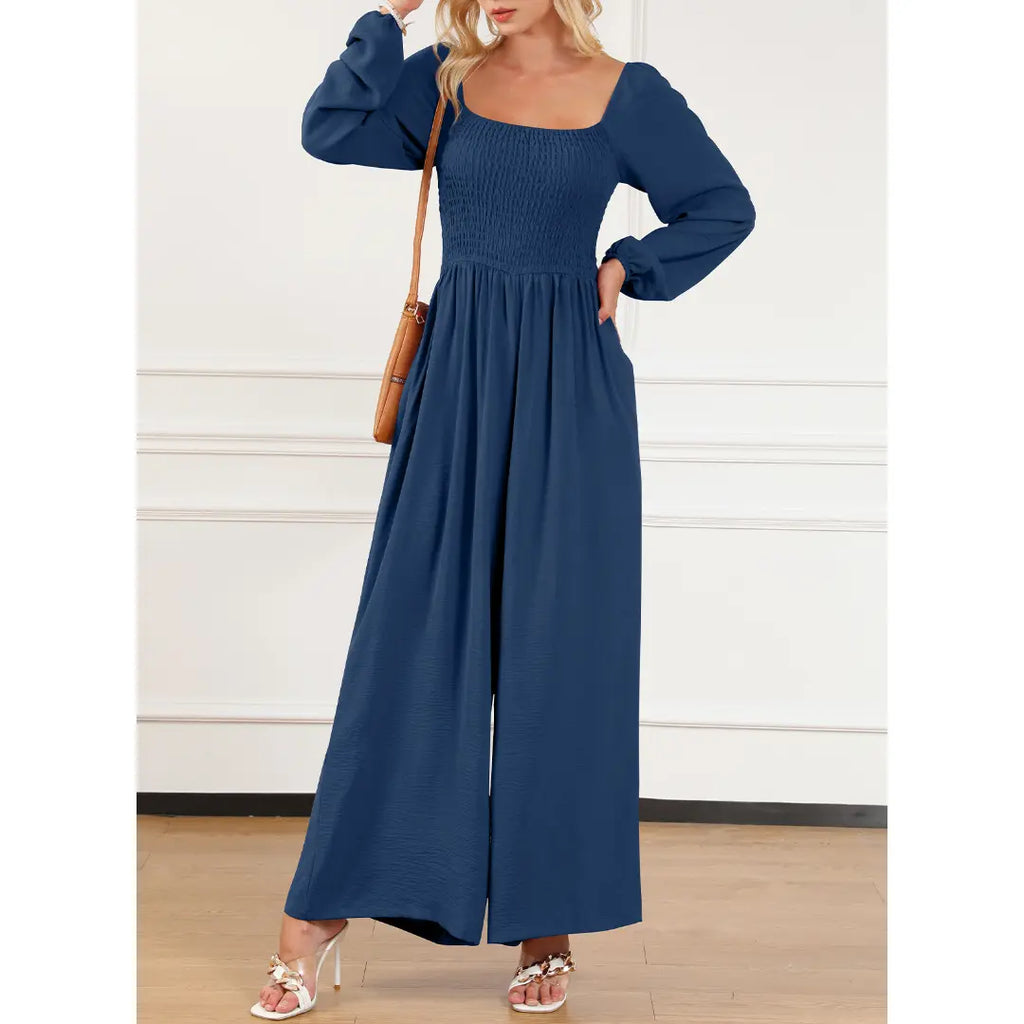 Dokotoo Women's Casual Loose OverallsJumpsuits One Piece Long Sleeve Wide LegLong Pant Rompers With Pockets