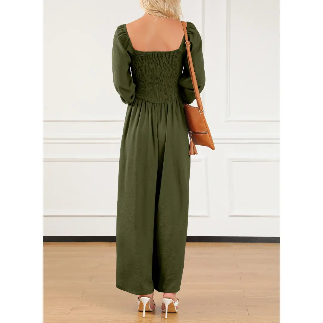 Dokotoo Women's Casual Loose OverallsJumpsuits One Piece Long Sleeve Wide LegLong Pant Rompers With Pockets
