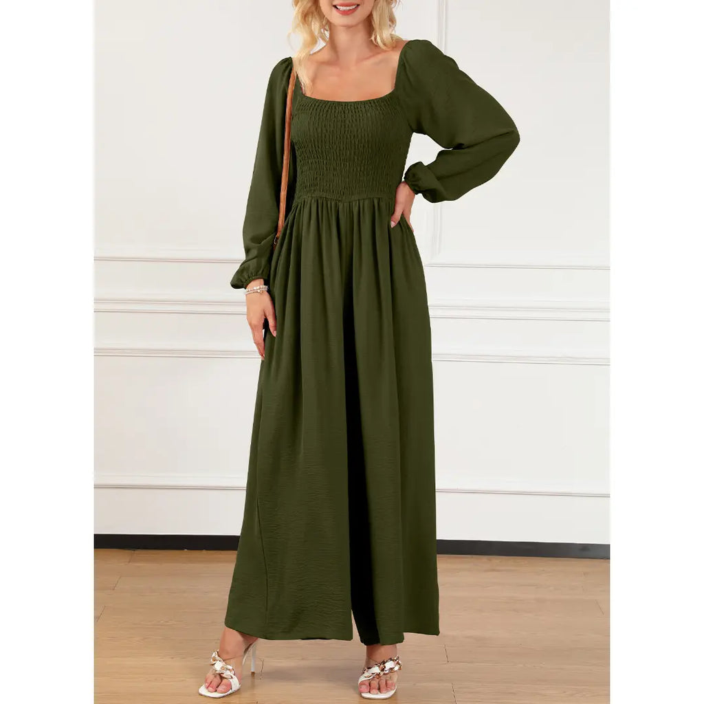 Dokotoo Women's Casual Loose OverallsJumpsuits One Piece Long Sleeve Wide LegLong Pant Rompers With Pockets