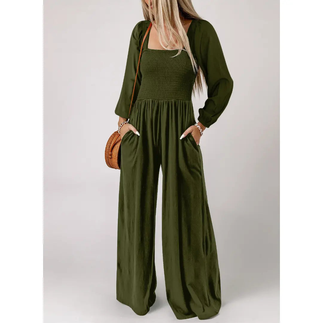 Dokotoo Women's Casual Loose OverallsJumpsuits One Piece Long Sleeve Wide LegLong Pant Rompers With Pockets