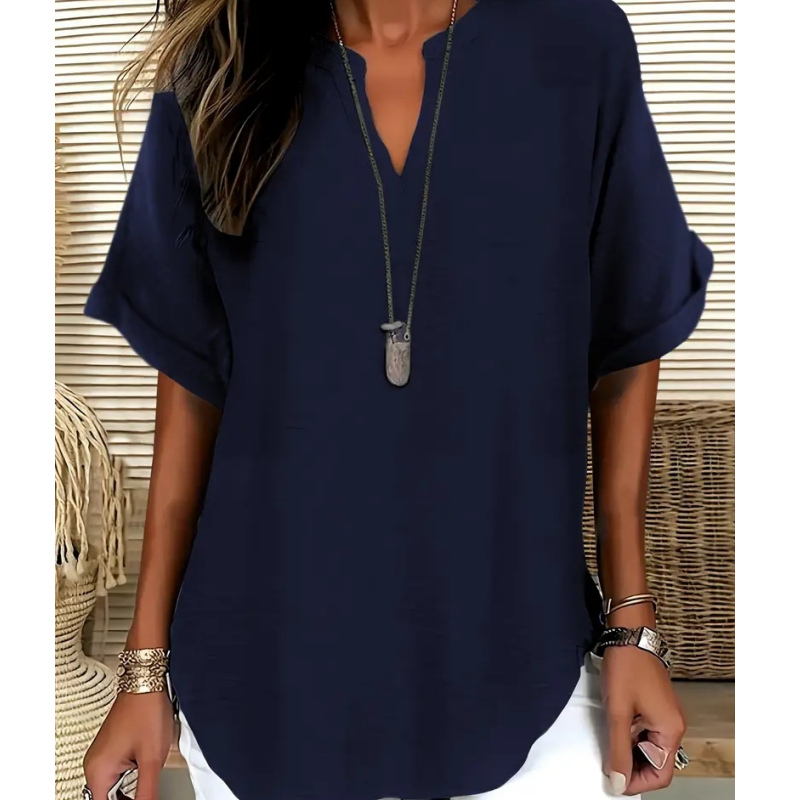 🌸Spring Sale 50% OFF👕Fashion Loose Solid Color Short Sleeve Top
